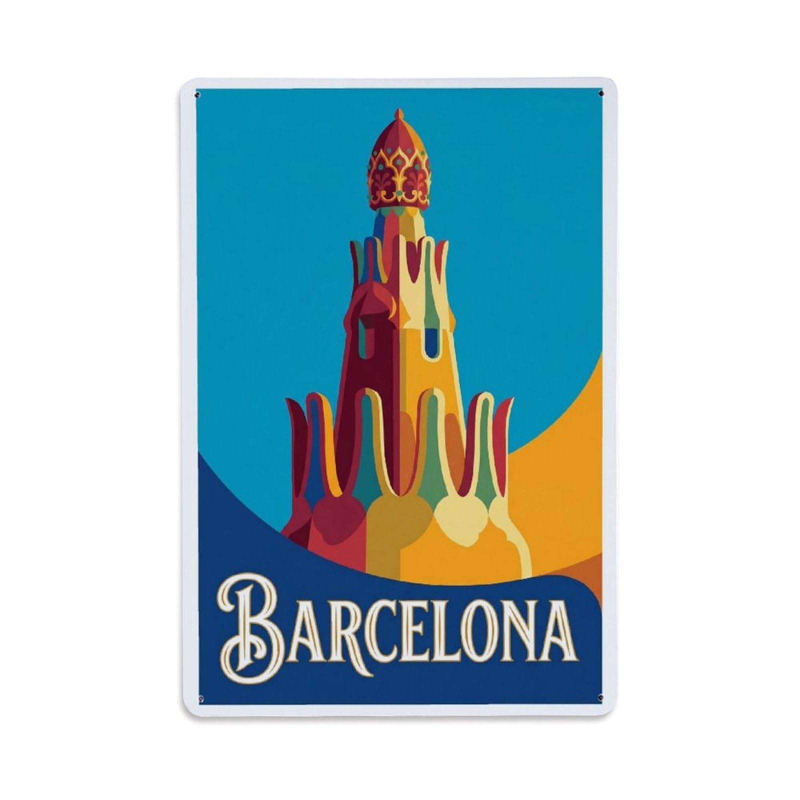 Vintage Travel Pinnacle Spain Architectural Metal Tin Sign