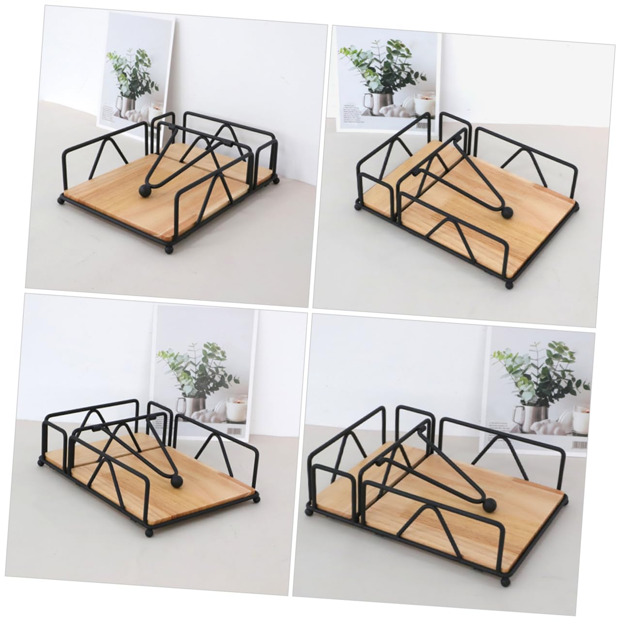 Sosoport Portatovaglioli in Ferro e Legno Rustico per Tavolo da Cena, Resistente senza Sbavature, Design Unico per Decorazioni Eleganti della Tavola