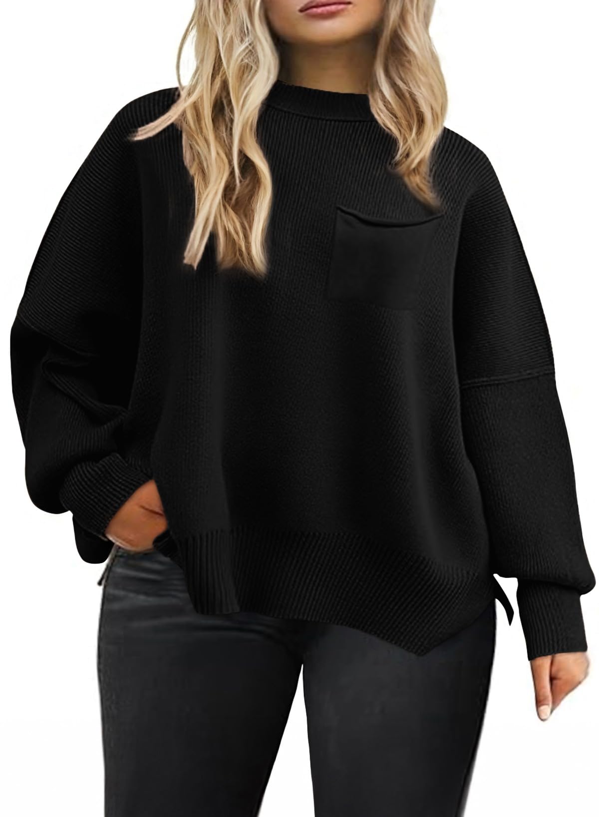 Eytino Plus Size Sweaters for Women Oversized High Neck Long Sleeve Knit Chunky Warm Pullover Sweaters Top with
