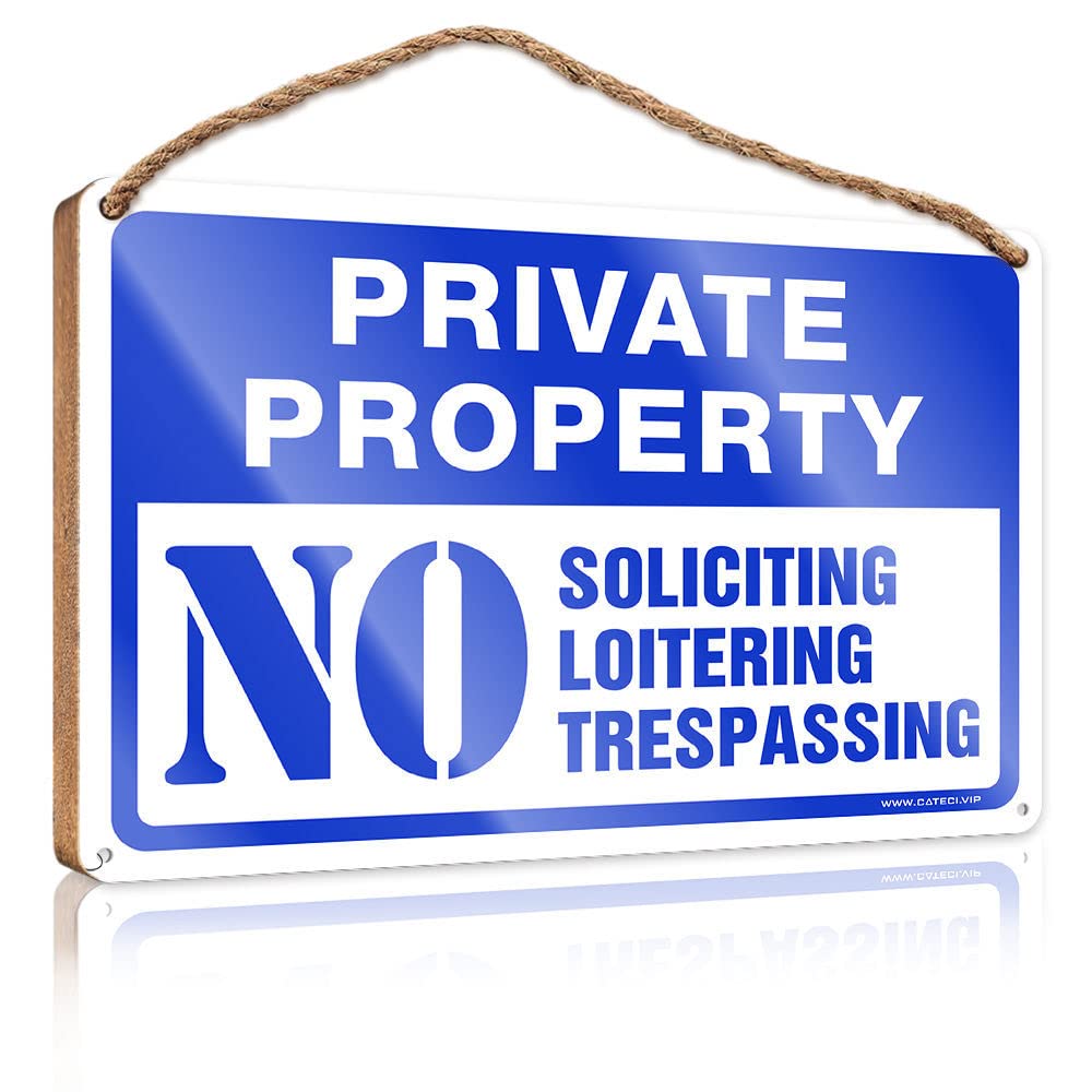 Funny Bar Signs Private Property No Trespassing Sign,No Loitering,No Soliciting For Home Wooden Funny Bathroom Signs Bedroom Decorations(23X35CM)