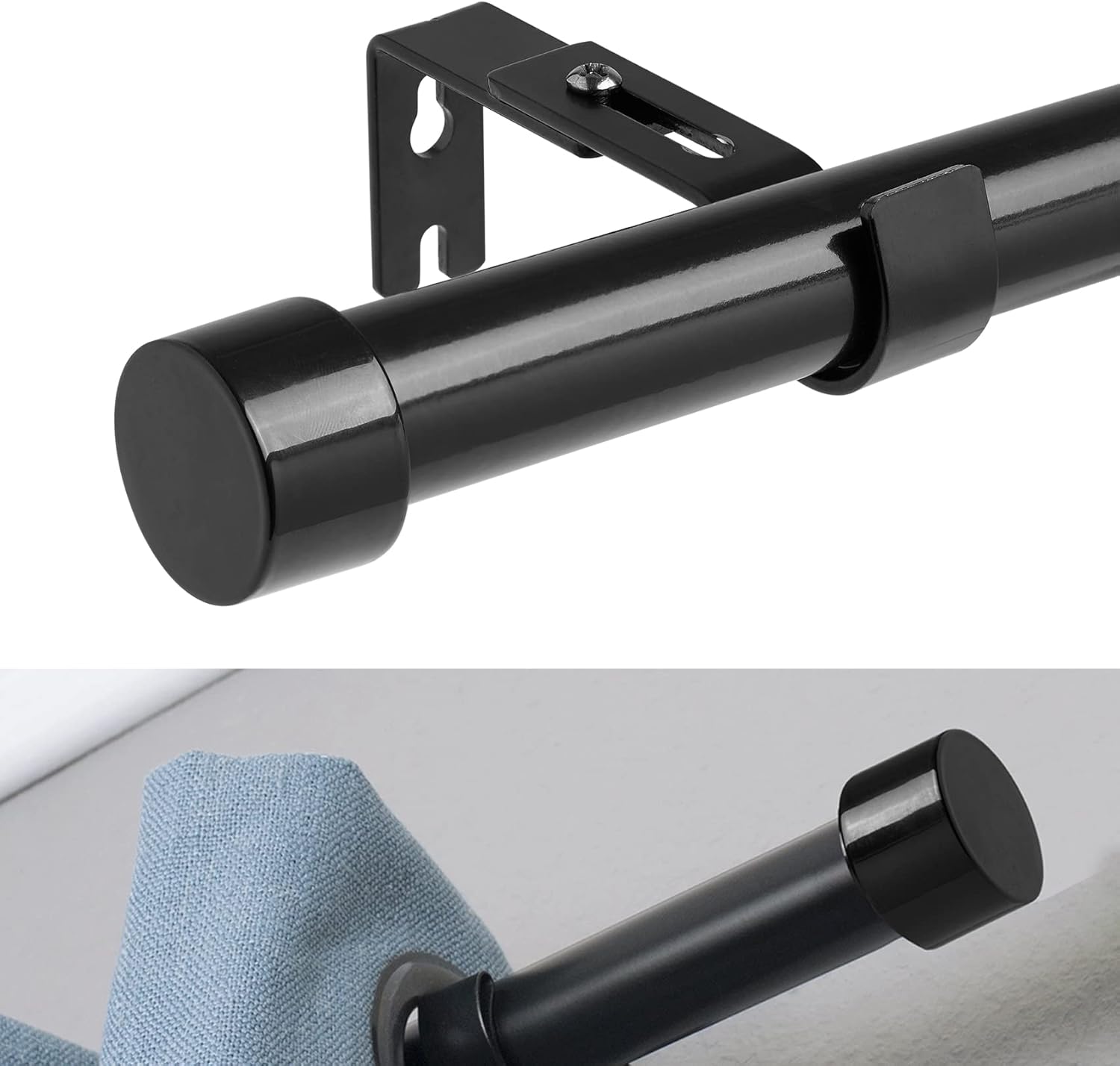 1'' Metal Curtain Rods for Window 2886 inch, Black Heavy Duty Standard Curtain Rods