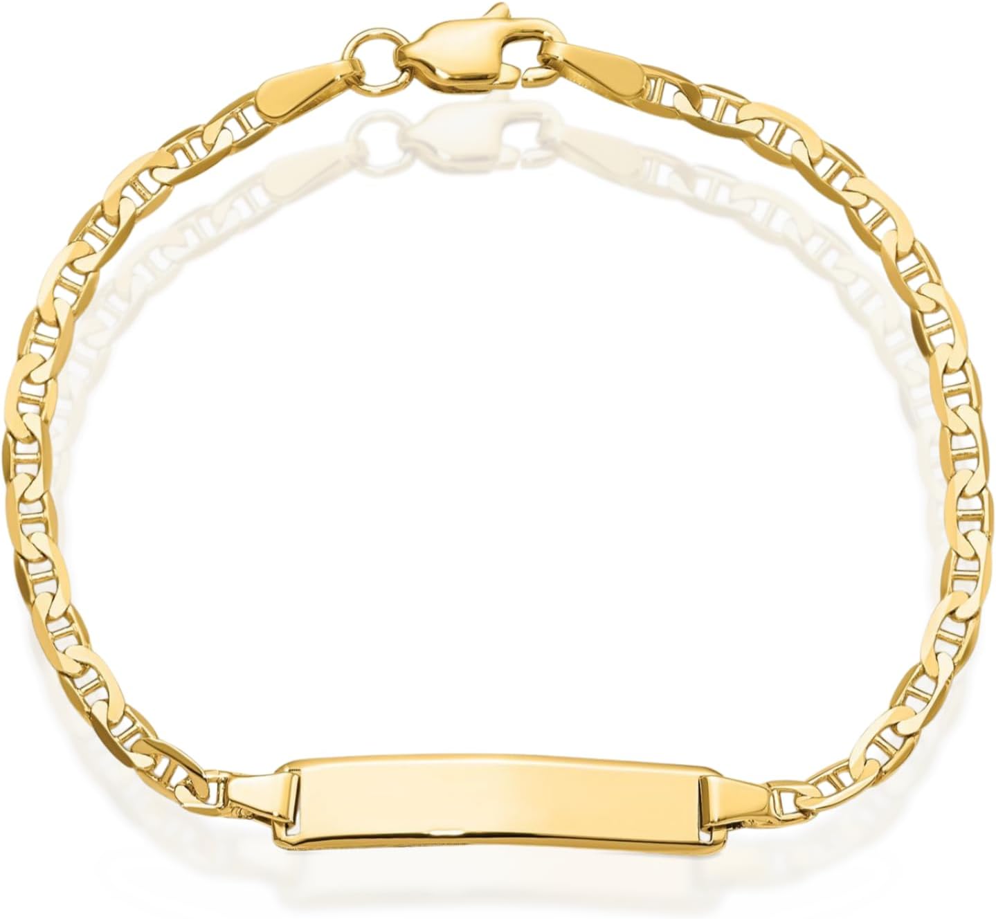 IceCarats 10K Solid Yellow Gold 2.32mm Thin Mariner Chain Link ID Bracelet Polished, Engravable