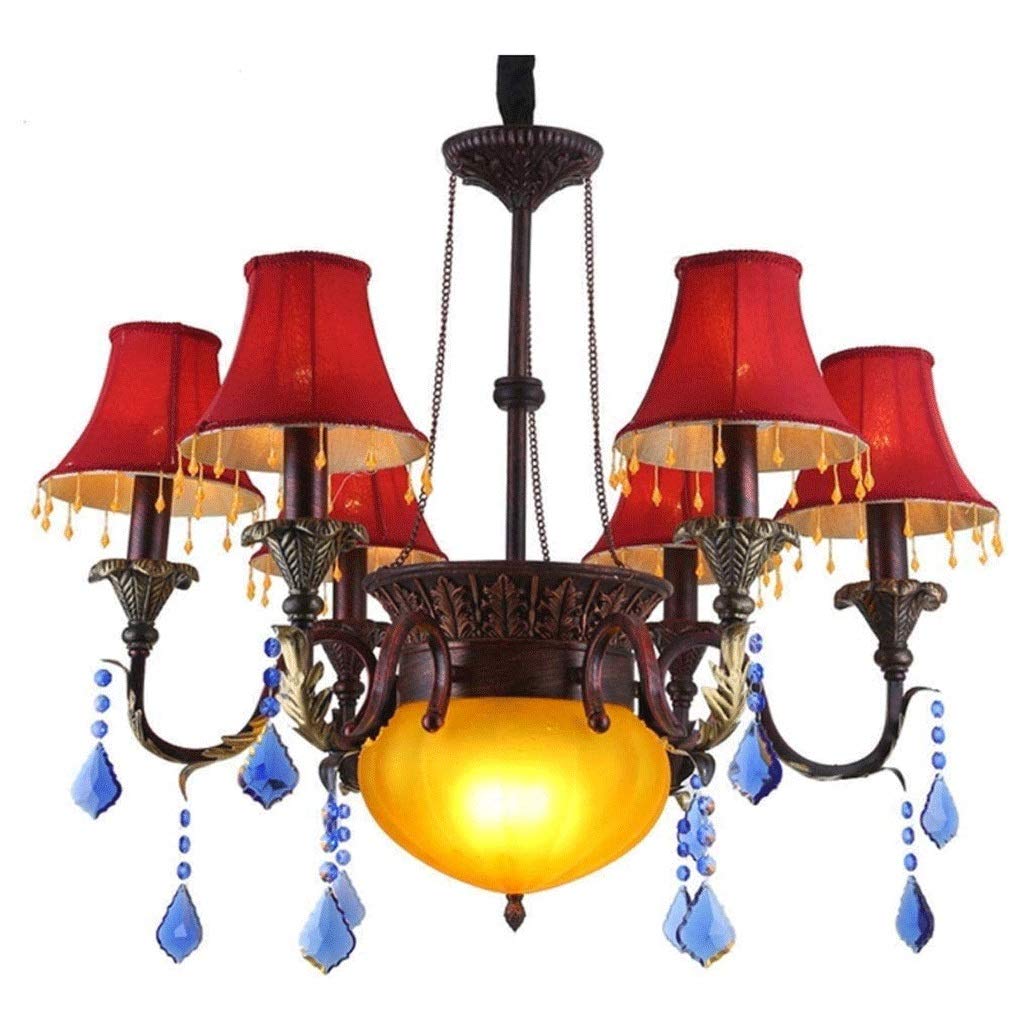 Lustre en cristal rouge romantique pour décoration d'hôtel et mariage festif
