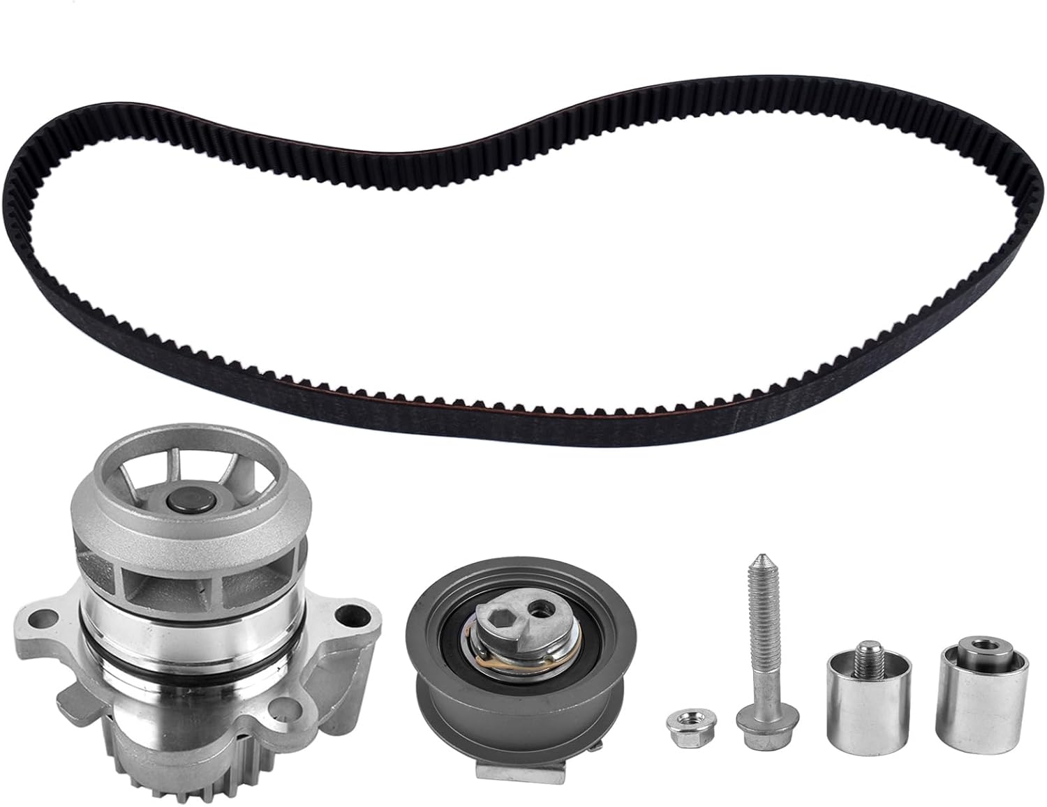 Water Pump Timing Belt Kit Replacement for VW Jetta Eos GTI Passat Audi A4 TT 2.0L 2006-2008 Part# KP35604XS, PK05870, 06F121011