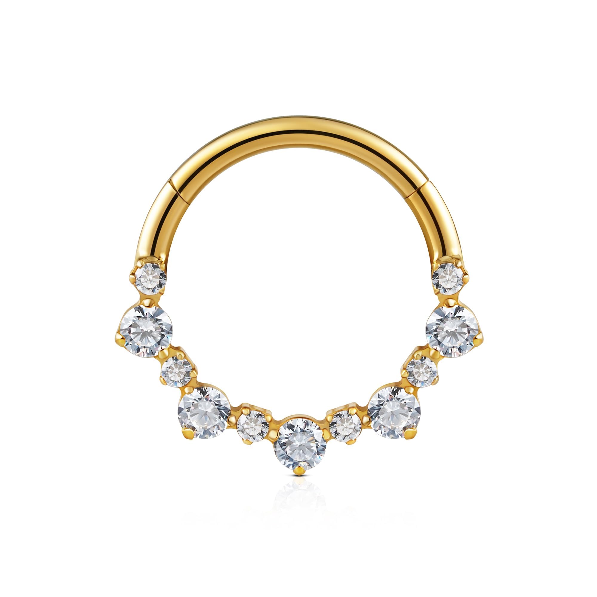 FINE4U Gold Round CZ Hoop
