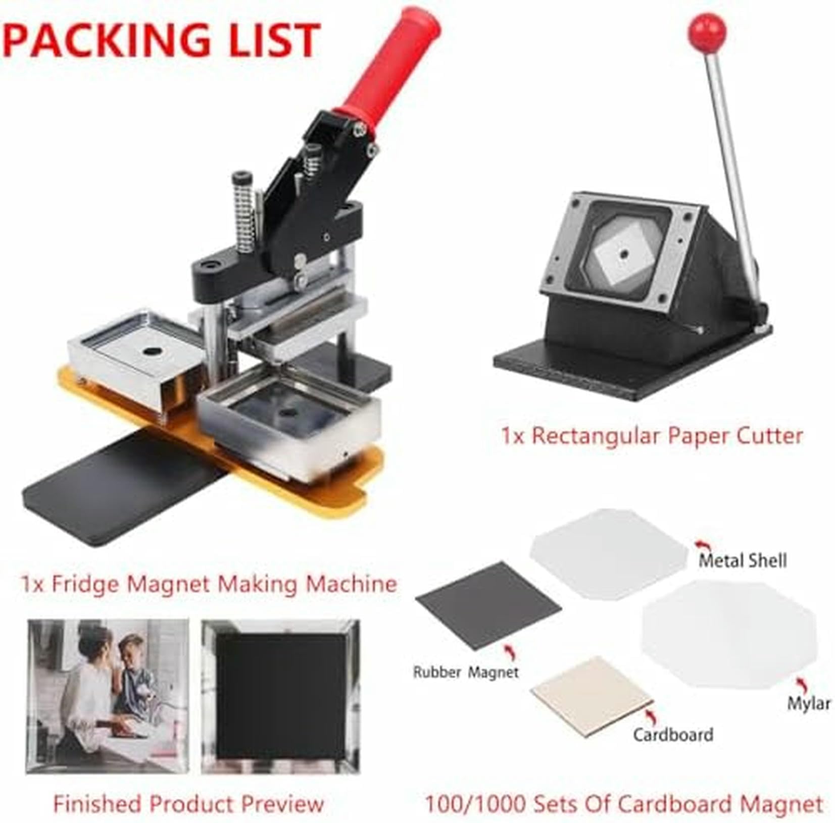 Kit Iman per Neira E Produttore di IgMS con Taglierina di Carta, Creare Becchi Personalizzati di 50 Mm per Foto, Arte E Personalizzazione, Include 100 Magneti Acrilici ~/