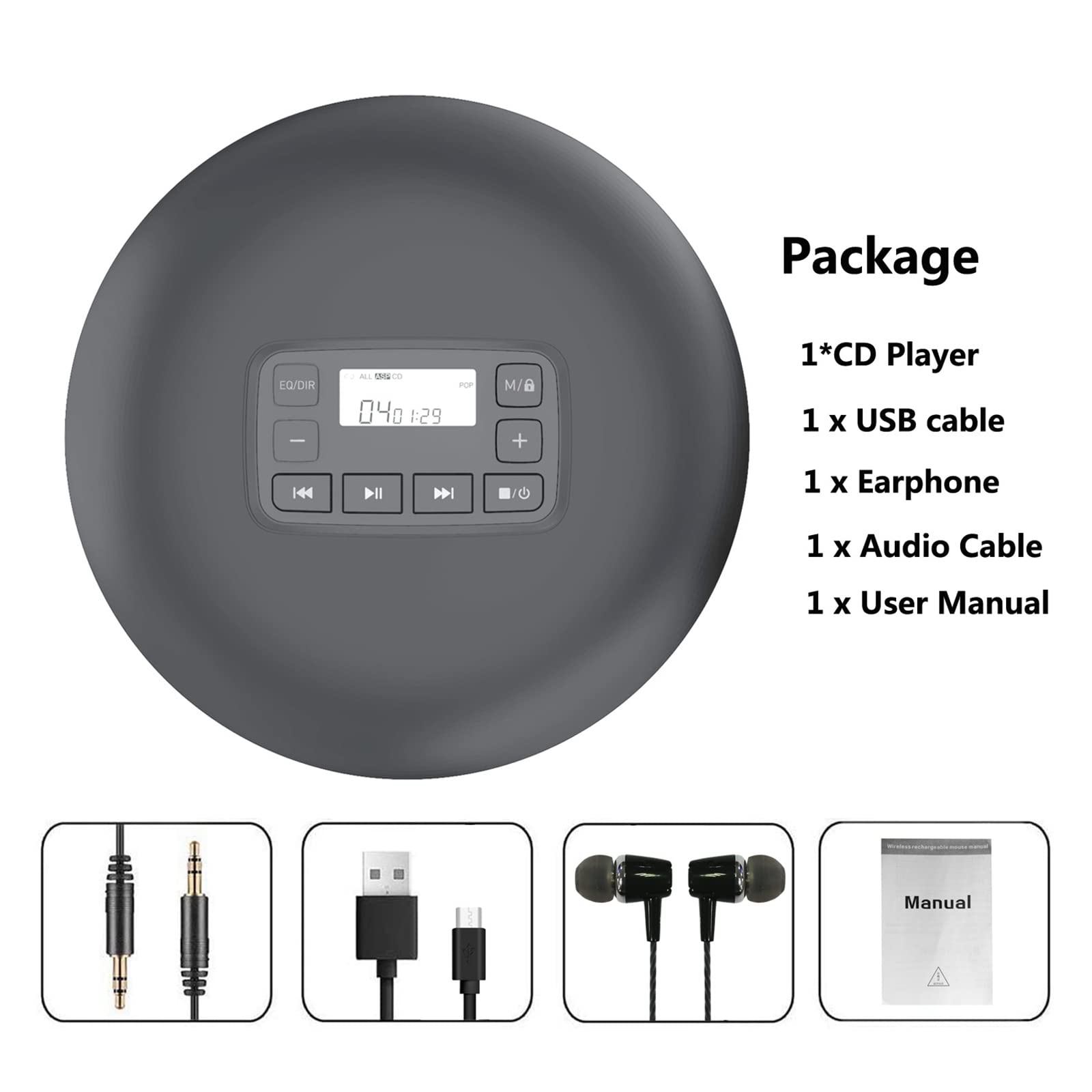 Lecteur CD, Petite Chaîne Stéréo Personnelle Portable, Fonction Antichoc ASP, Conception Ultra-Mince, Procédé De Peinture Haute Brillance, Support CD, CD-R, CD-RW, MP3-CD, WMA-CD