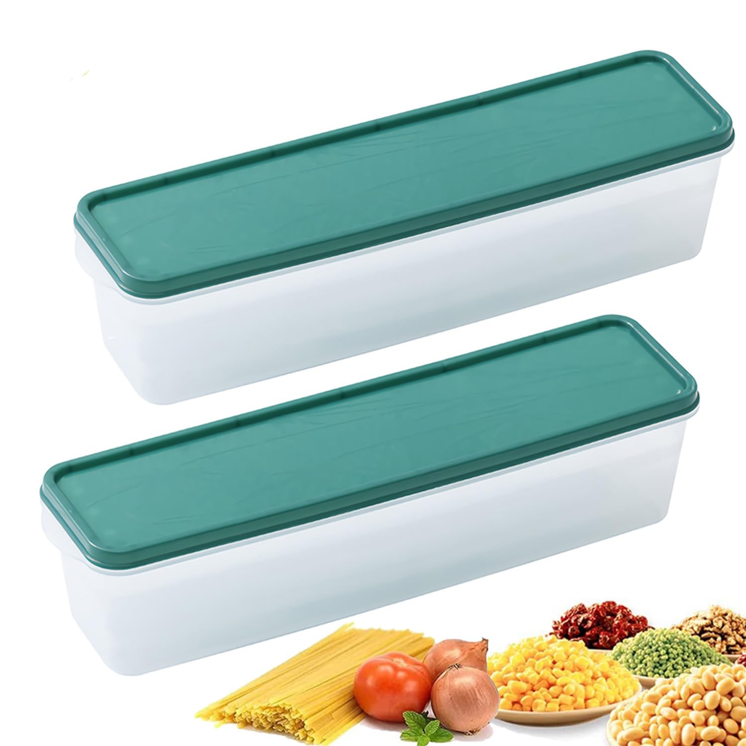 2 Pezzi Contenitori per Pasta, Contenitori Ermetici Alimenti Plastica, Scatola per Spaghetti con Coperchi, per Conservazione Cereali, Noci, Fagioli