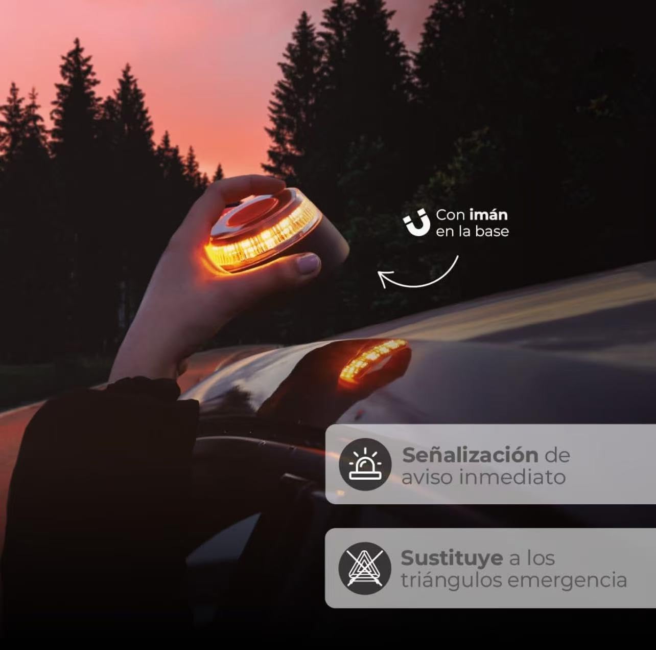 EASY SPEED Luz Emergencia V16 Homologada DGT con Geolocalizacin,Baliza Coche Conectada DGT 3.0,con SIM y Datos Pagados Hasta 2038,Adecuado para Coches (Viene con Pilas),2 Unidades