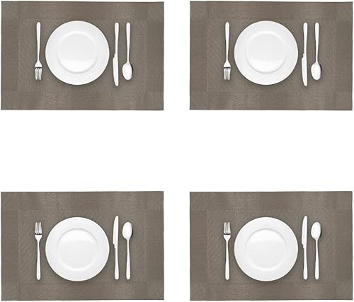 Miniatura 2 de Canglifull Juego de 6 manteles individuales impermeables tejidos de vinilo hermosos manteles individuales lavables y duraderos antideslizantes para