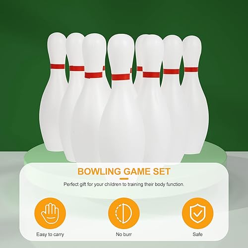 Miniatura 4 de Kisangel Juego de bolos para niños, juguete de bolos de plástico con 10 pines y 2 bolas para interiores y exteriores, interacción deportiva familiar