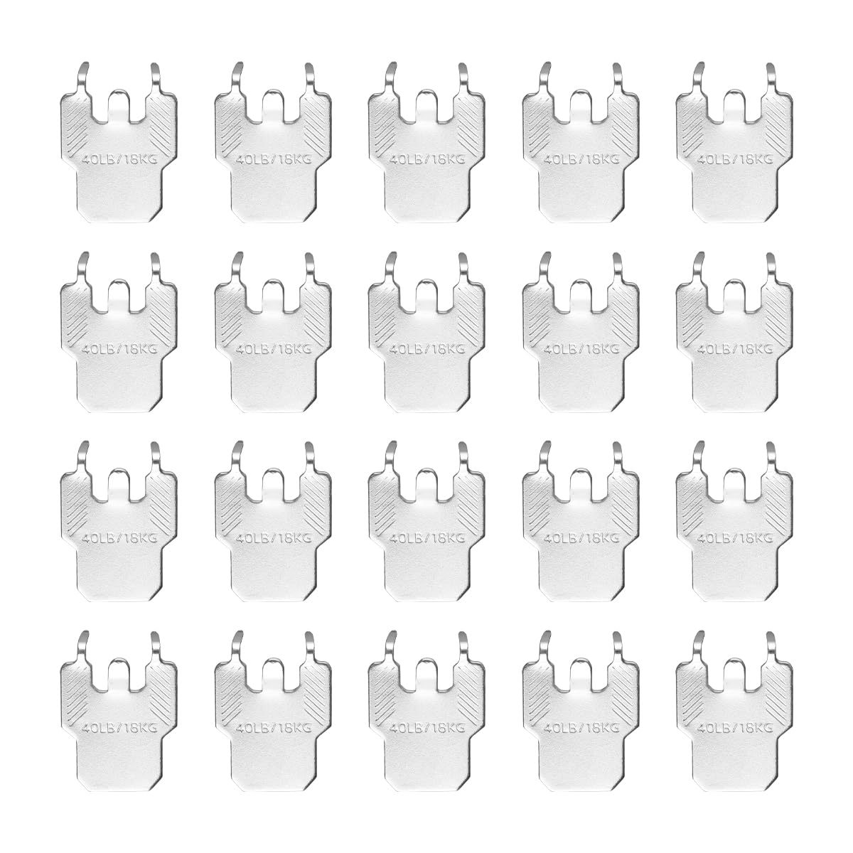 Lotsdonxia Silver 20 Pcs No Nails Picture Hangers - Heavy Duty Stainless Steel Claws For Plasterboard Walls, Damage-Free Hooks For Frames, Mirrors And Artwork