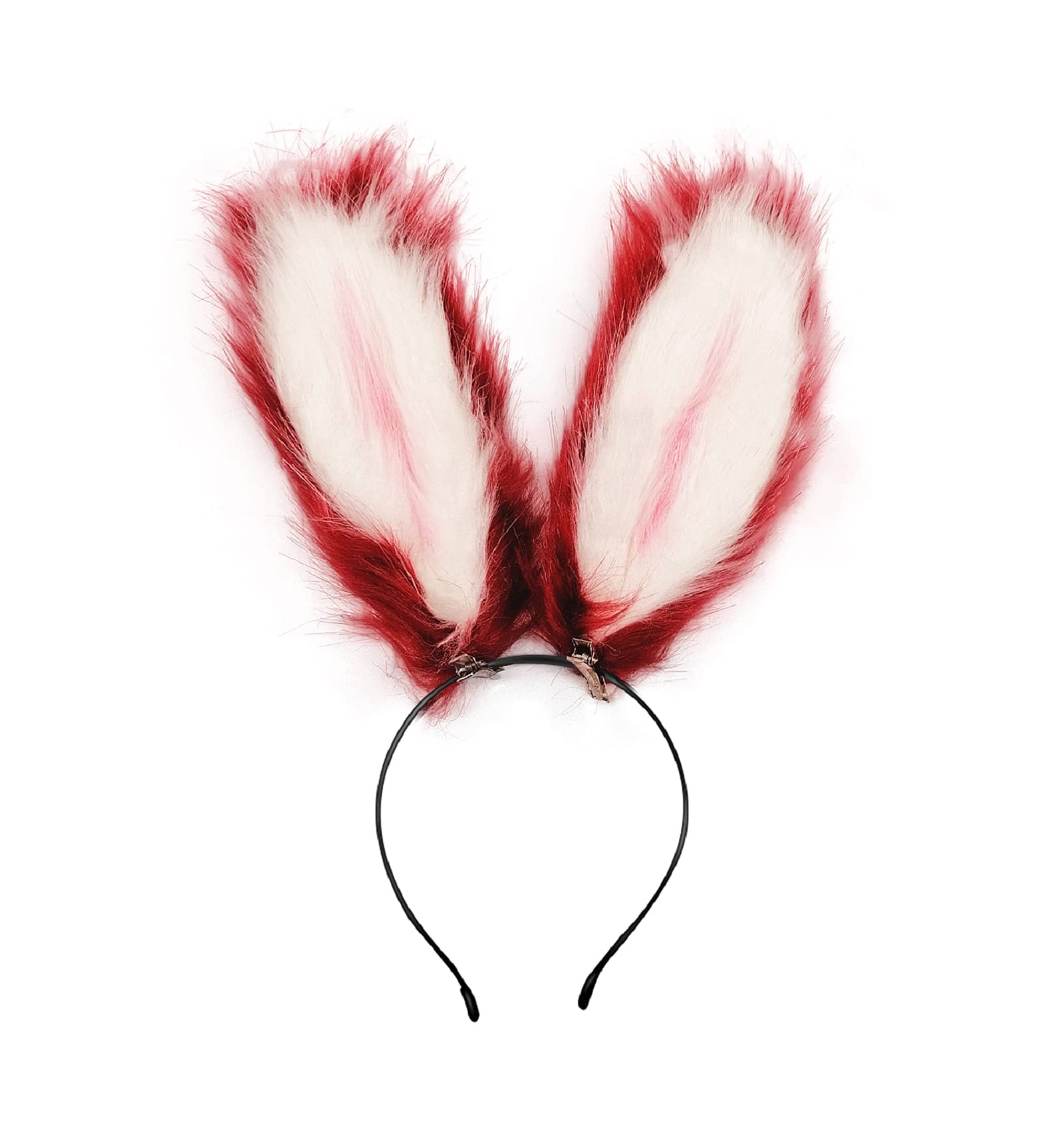 Fxaelian Women's White Red Cosplay Rabbit Bunny Long Ears Headband Hairband Hair Clips Headpeice Halloween Easter Costume Party Headpiece Headwear Hair Accessories