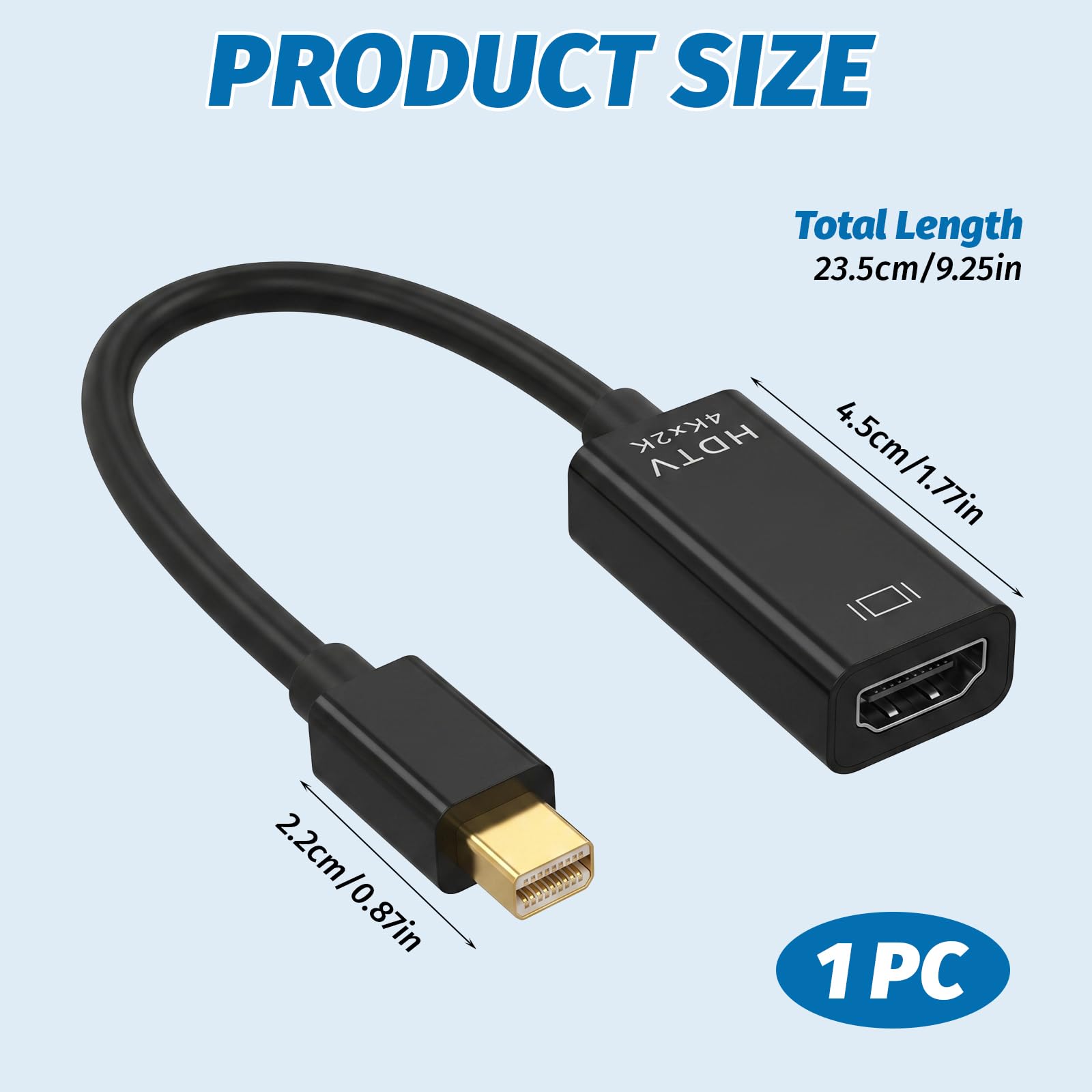 Adattatore Display Port HDMI, Mini Displayport to HDMI, UHD 4K 30Hz, 2K 60Hz, 1080P 120Hz, Unidirezionale per MacBook Air/Pro Microsoft Surface Pro/Dock Laptop Monitor Proiettore
