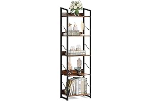 5-Tier Tall Slim Bookshelf for Home and Office
