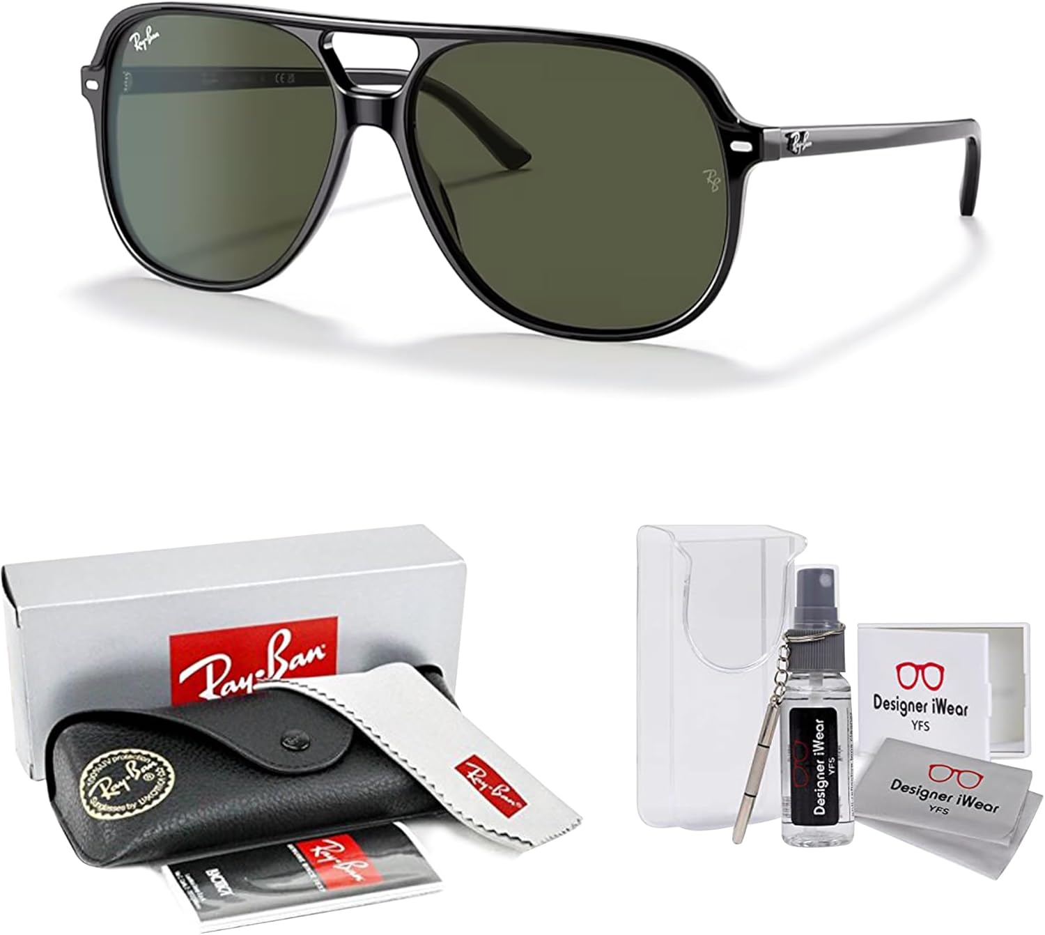 Ray-Ban Bill RB2198 Square Sunglasses for Men for Women +BUNDLE with ACCESSORY EYEWEAR KIT - Image 2