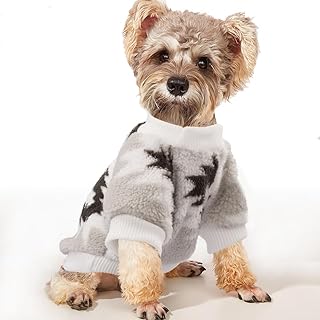 YAODHAOD Hund Pullover für kleine Hunde, Fleece Hund Pullover, Ethnische Stil Winterkleidung, Ultra weiche thermische Winter warme Welpen Sweatshirt (Weiß, S) product image