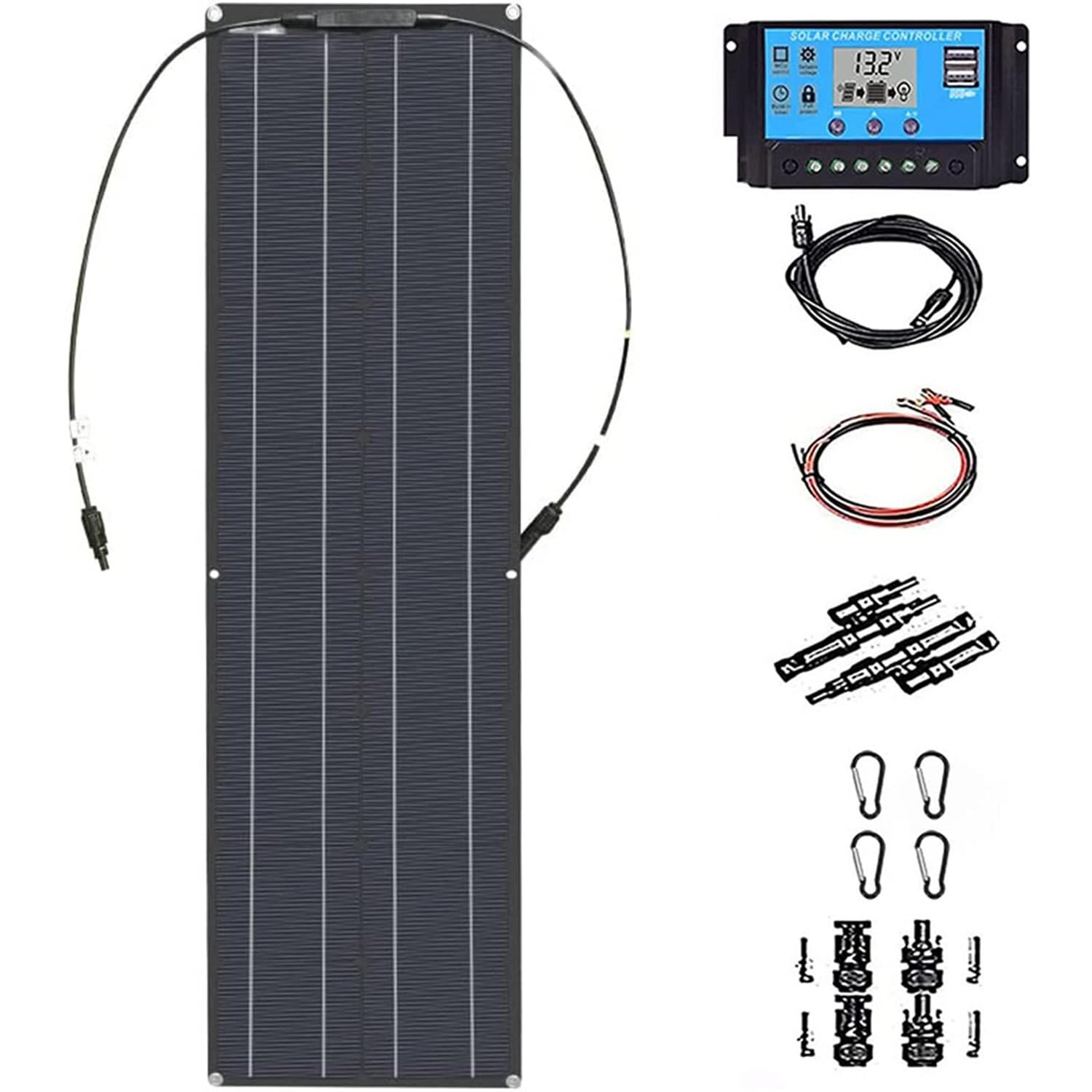 Portable Flexible Solar Panel,200W/ 400W/800w 18v Flexible Photovoltaic Monocrystalline Module 40A Charge Controller for Motorhome, Car, Boat, Caravan(200W)-image-21