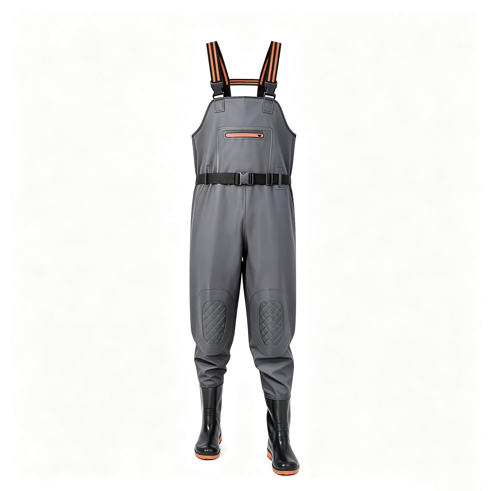 Wader da Pesca PVC con Stivali Incorporati con Cintura Elastica con Ginocchia rinforzate per Fiume Spiaggia Caccia Fango Giocare Avventura all'aperto