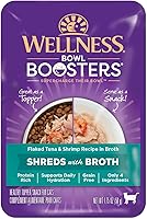 Vista 10 de Wellness Bowl Boosters Shreds with Broth Wet Cat Food Topper, sin granos, natural, receta de pollo, 1.75 onzas, paquete de 12 bolsas