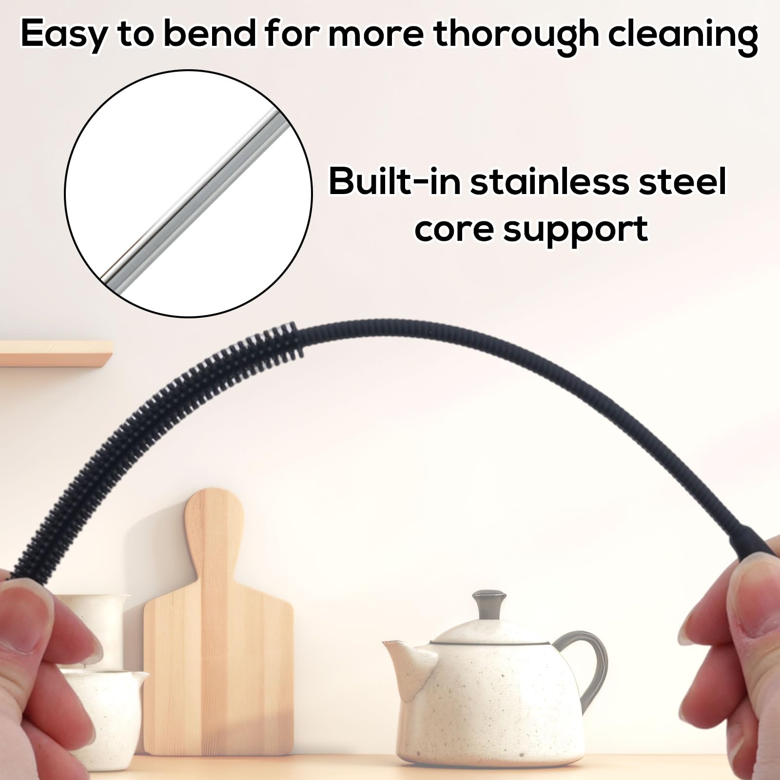 Spazzole Per Cannucce In Silicone - 2 Pezzi Da 6mm E 9mm, Extra Lunghe E Pieghevoli - Foto 8