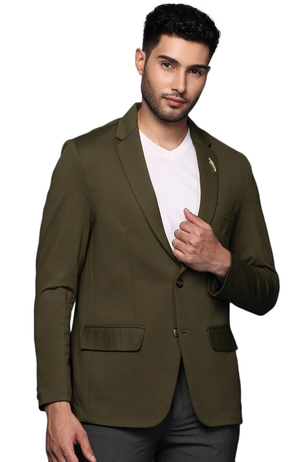showoffff Men Solid Single Breasted Formal Blazer | Notched Lapel Full Sleeves Cotton Blazer for Mens | Slim Fit Regular Length Blazer for Men's-picture-19