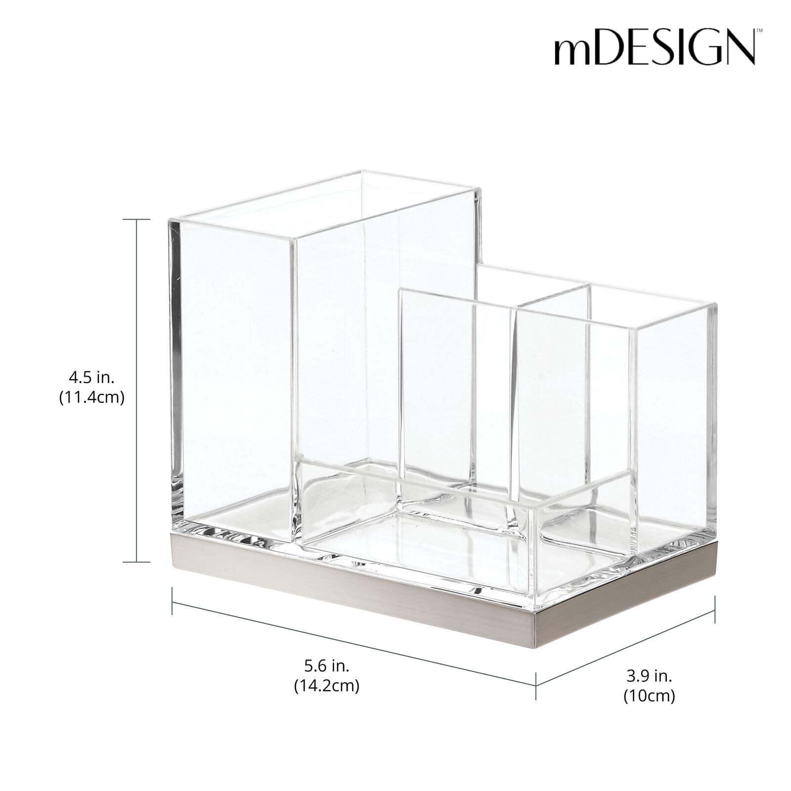 Soporte plateado para cepillos de dientes y pasta de dientes, soporte organizador de almacenamiento con 4 compartimentos para encimera de baño, soportes para cepillo de dientes eléctrico, 3