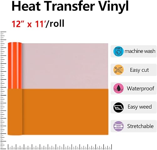Vista 105 de HTV - Rollos de vinilo de transferencia de calor negro de 12 pulgadas por 8 pies, rollo en rollo para planchar en camisetas, fácil de cortar
