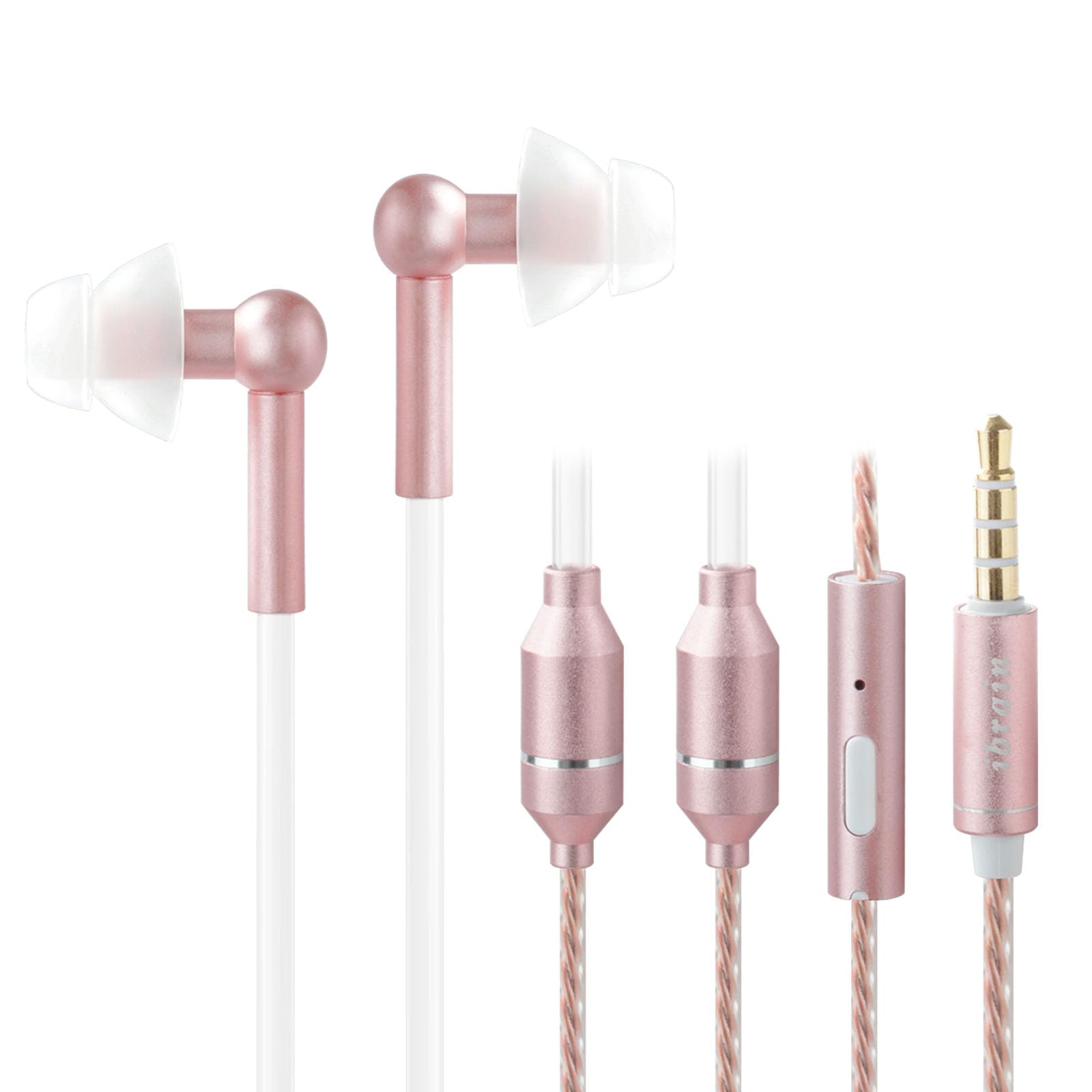 ibrain Air Tube Headphones Wired Airtube EMF Free Earbuds Air Tube Headset with 3.5mm Jack Low EMF Earbuds for Safe Listening - Rose Gold