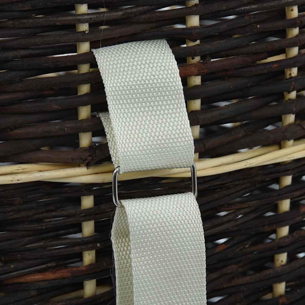 Cesto in legno con tracolla, 50 x 44 x 58 cm, in vimini naturale, per legna da ardere, per il trasporto di legno