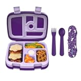 Kids Prints 5-Compartment Bento-Style Kids Lunch Box Set with Reusable Plastic Utensils &lpar;Unicorn&rpar;