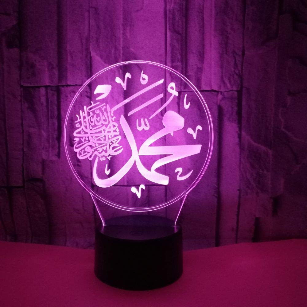 3D Islam Nachtlicht Mit Fernbedienung – 16 Farben, Touch-Schalter, USB-Betrieb, Acryl, Für Kinderzimmer & Deko