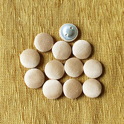 Round Button Decorative Dupion Fabric Covered Handmade 12 Buttons For Sewing Scrapbooking Craft -2.5 Cm (Beige) #TOP4