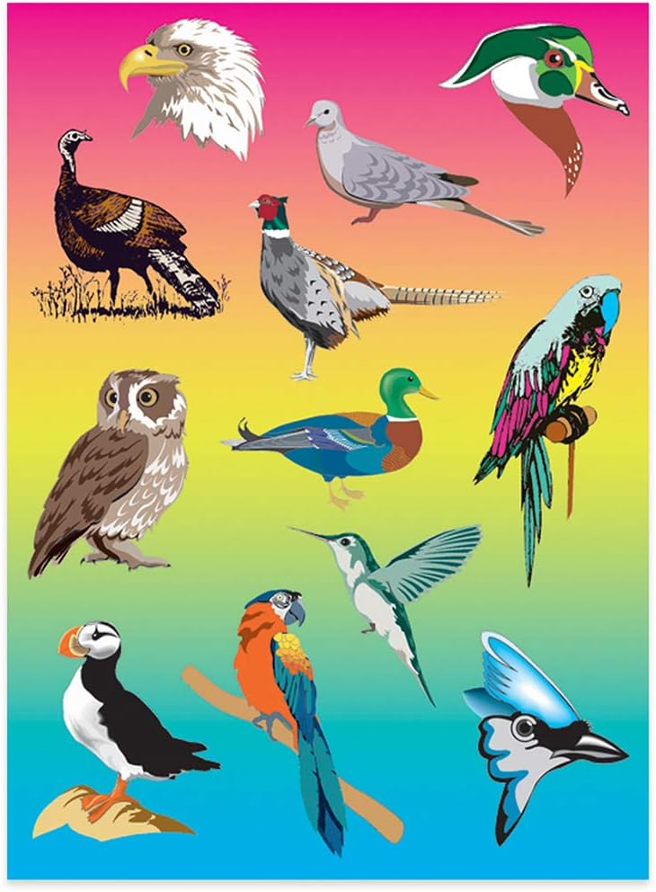 Hygloss Products Birds Self-Adhesive Stickers, Perfect for Arts, Crafts, Classroom & More, 12 Self-Adhesive Stickers per Sheet, 100 Sheets