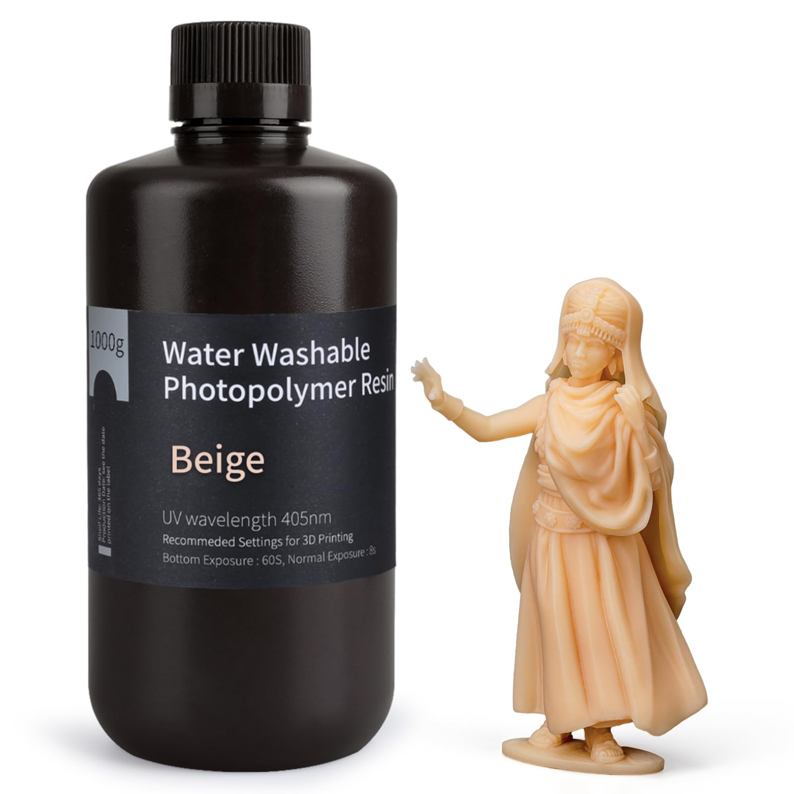 ELEGOO Stampante 3D Lavabile in Acqua Resina LCD Resina Fotopolimerizzante UV 405nm Resina Fotopolimerica per Stampa 3D LCD 1000Gram Beige