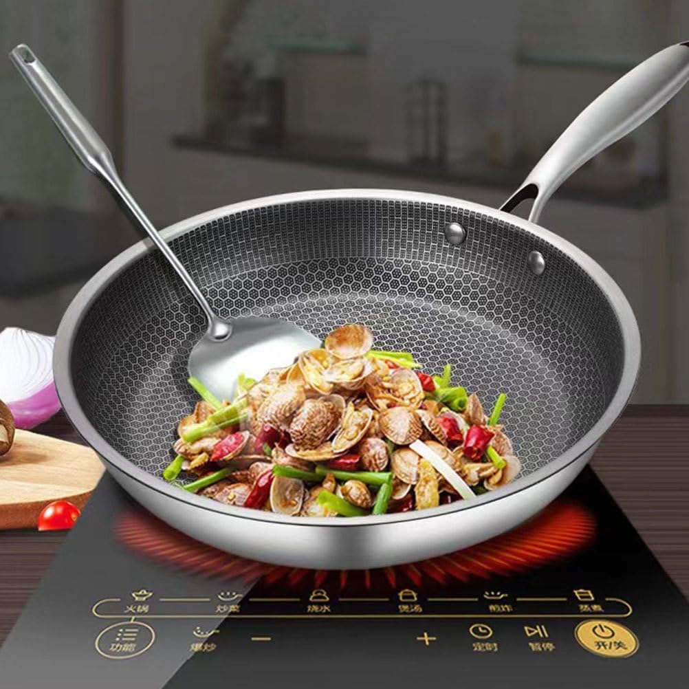 BESPORTBLE Padella Fondo Piatto Acciaio Inossidabile in Uova e Rivestimento Antiaderente una Distribuzione Uniforme del Calore Cucine Domestiche