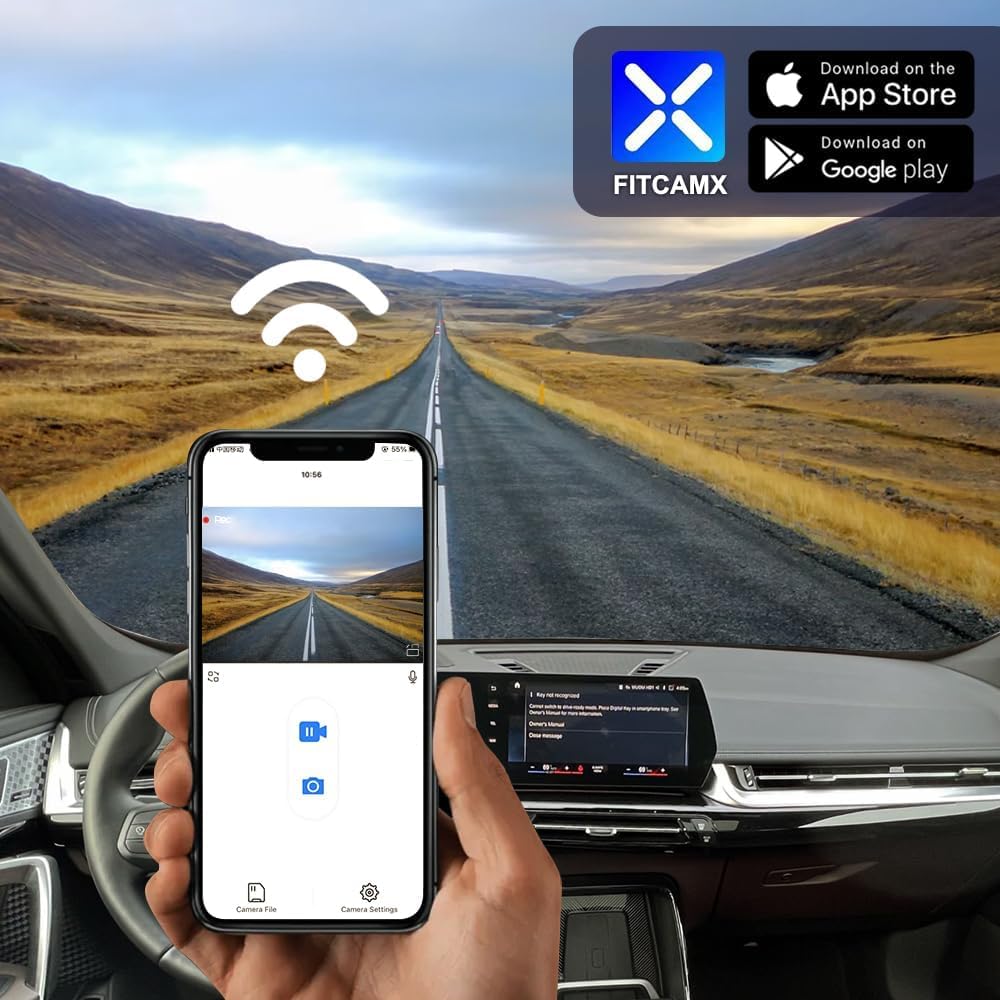FITCAMX DashCam Front 2160P + Rear 1080P Compatibile con Peugeot 3008/5008/CITROËN C5 AIRCROSS/DS7 CROSSBACK E-TENSE 2017-2023, Visione Notturna, sensore G con Scheda da 128 GB