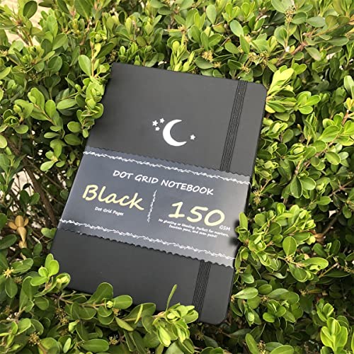 Carnet de notes quadrillé A5 BUKE avec pages noires et couverture rigide
