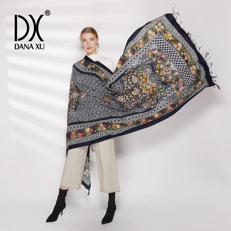 Miniatura 5 de DANA XU 100 Pure Wool Large Size Scarf Pashminas Shawls And Wraps For Women