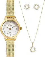 Relógio de Pulso Feminino Condor Dourado + Colar e Brincos CO2035MZS/K4X