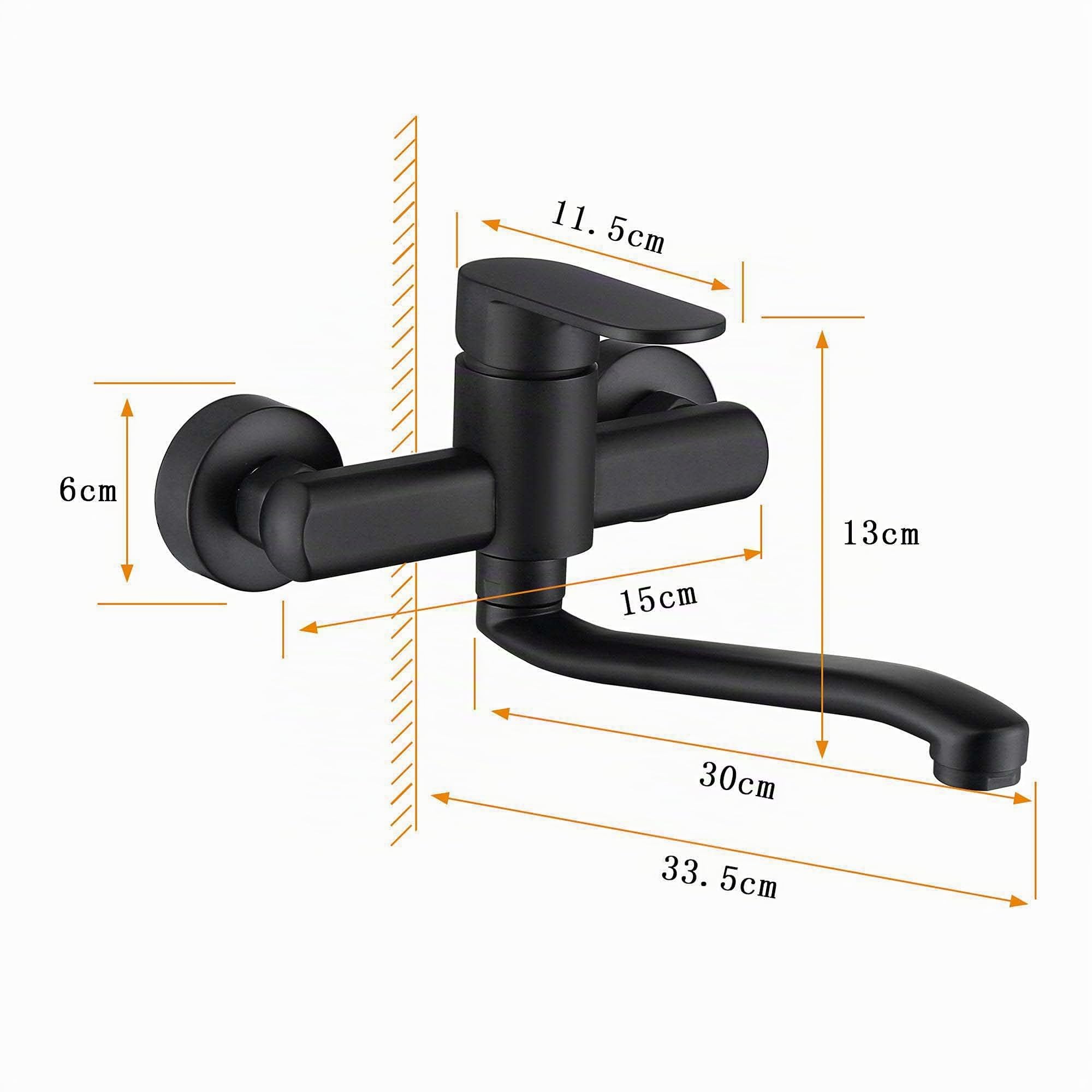 HomeLava Küchenarmatur Wandmontage Einhebelmischer Wasserhahn Küche Wandarmatur Armatur Retro Schwarz