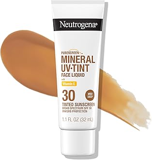 Purescreen+ Tinted Sunscreen for Face with SPF 30, Broad Spectrum Mineral Sunscreen with Zinc Oxide and Vitamin E, Water Resistant, Fragrance Free, Medium Deep, 1.1 fl oz