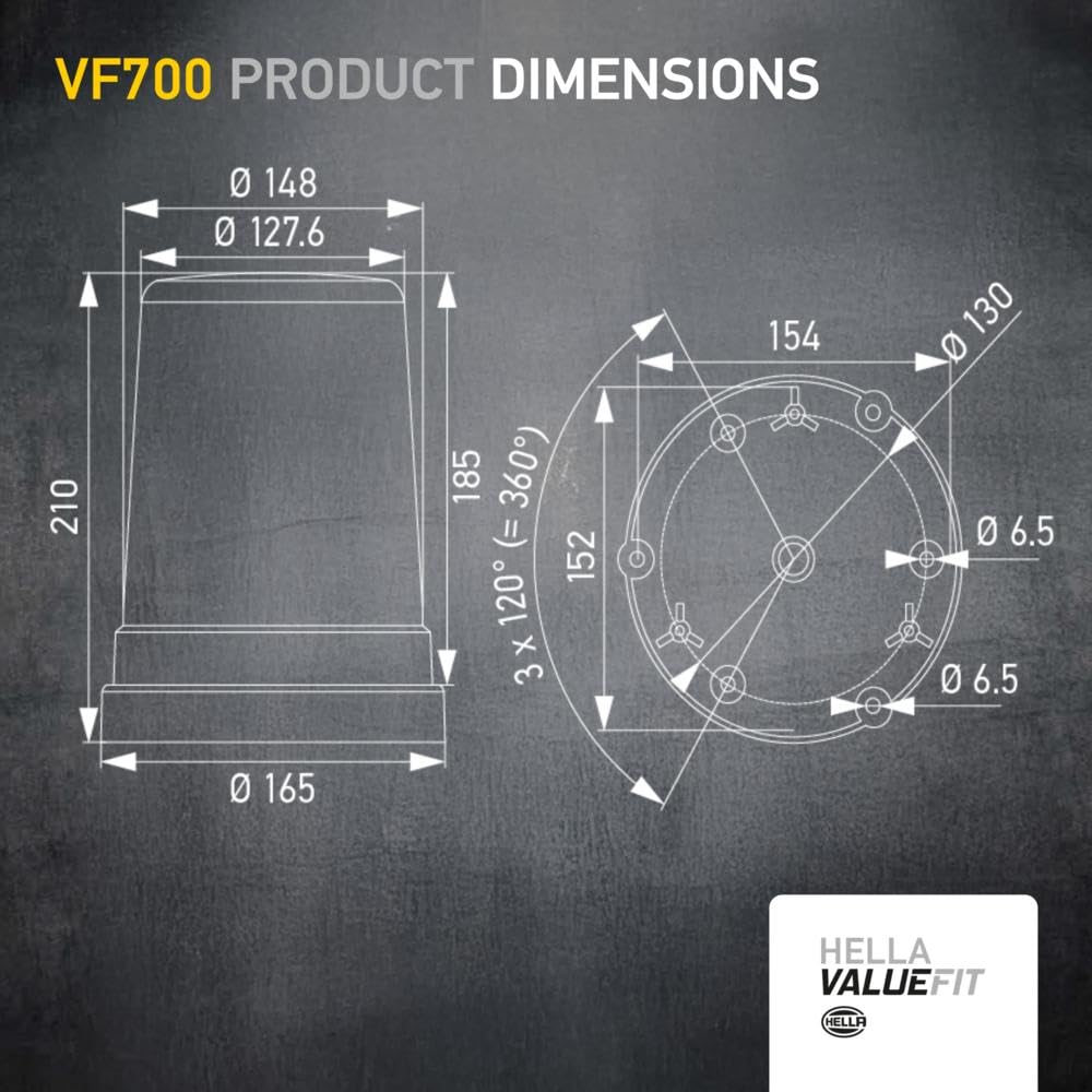 Hella VALUEFIT LED Rotativo - Luz de aviso, de destellos VF700 LED