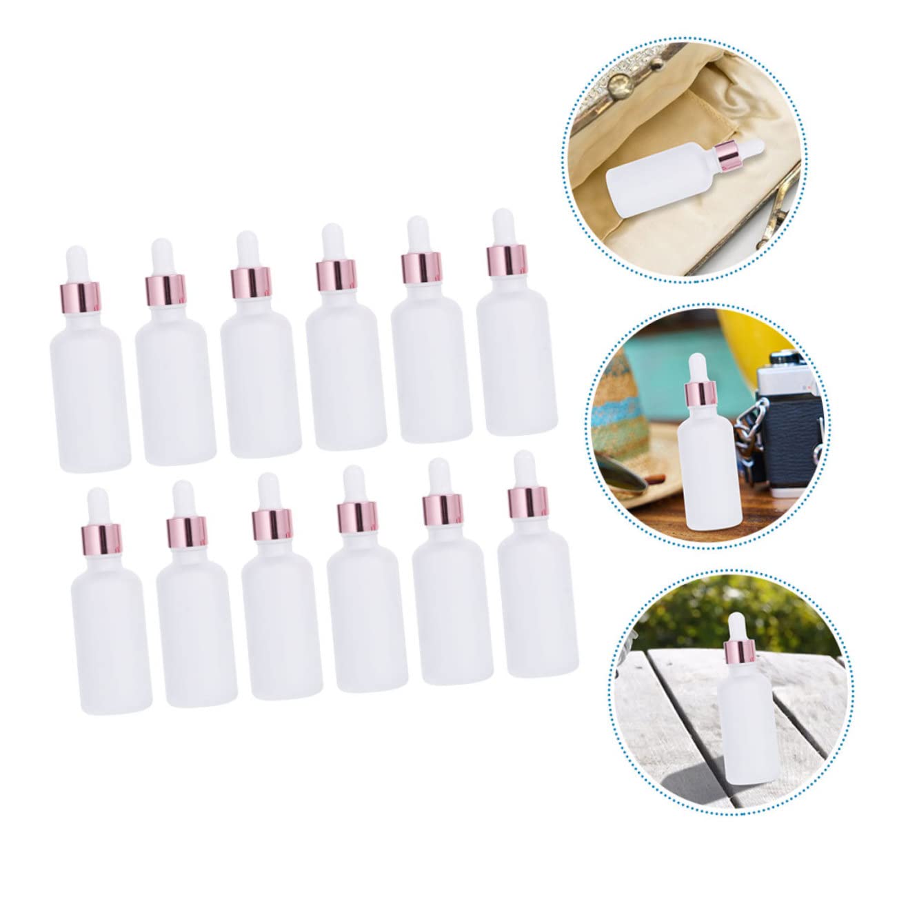 minkissy 12pièces Flacon Compte-gouttes Verre de Lot de Format Voyage pour Huiles Essentielles et Parfums