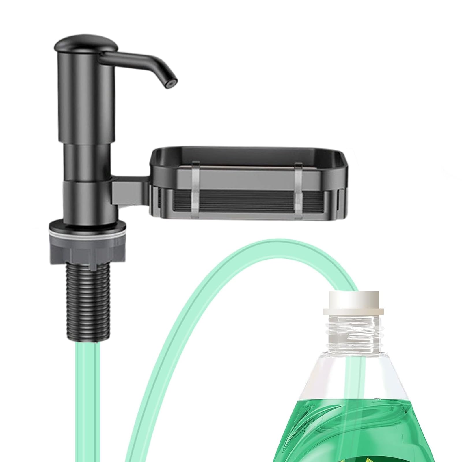Distributeur de savon pour évier de cuisine avec porte-éponge et tube d'extension de 99cm