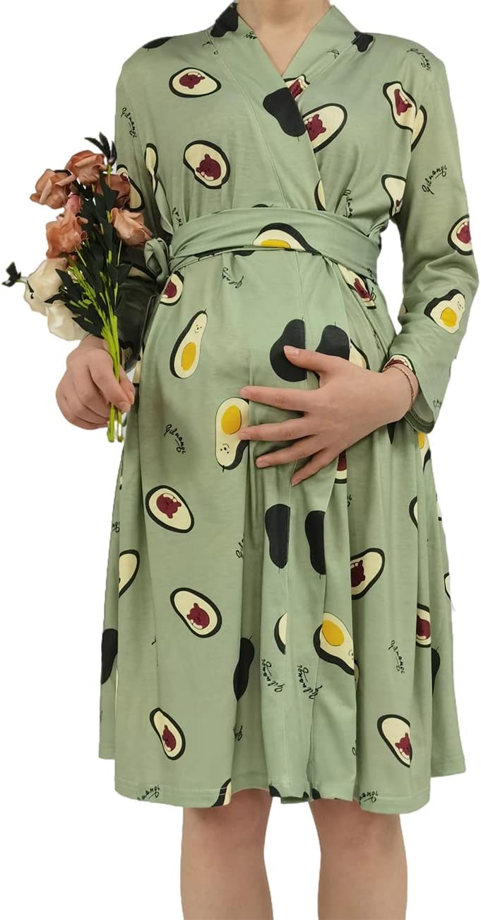 SUFEINI Swaddle Set with Matching Mommy Robe, Maternity Robe Nursing Hospital Delivery Labor Robes Pregnancy Women Loungewear - Image 5