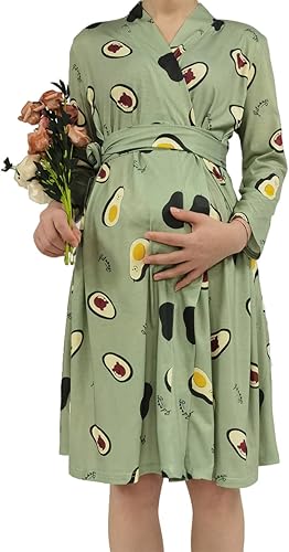 Miniatura 5 de SUFEINI Conjunto de manta con bata de mamá a juego, bata de maternidad para enfermería, hospital, parto, bata de embarazo, ropa de descanso para