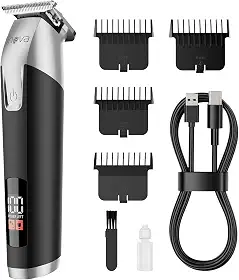 Inova 5W Máquina de Cortar Cabelo Elétrica LFJ-13149, 1200mah Acabamento Multiuso Usb Barba Cabelo Bigode Bateria com duração de 2.5 horas com Visor LED e 4 Pentes Limitadores (Preto)