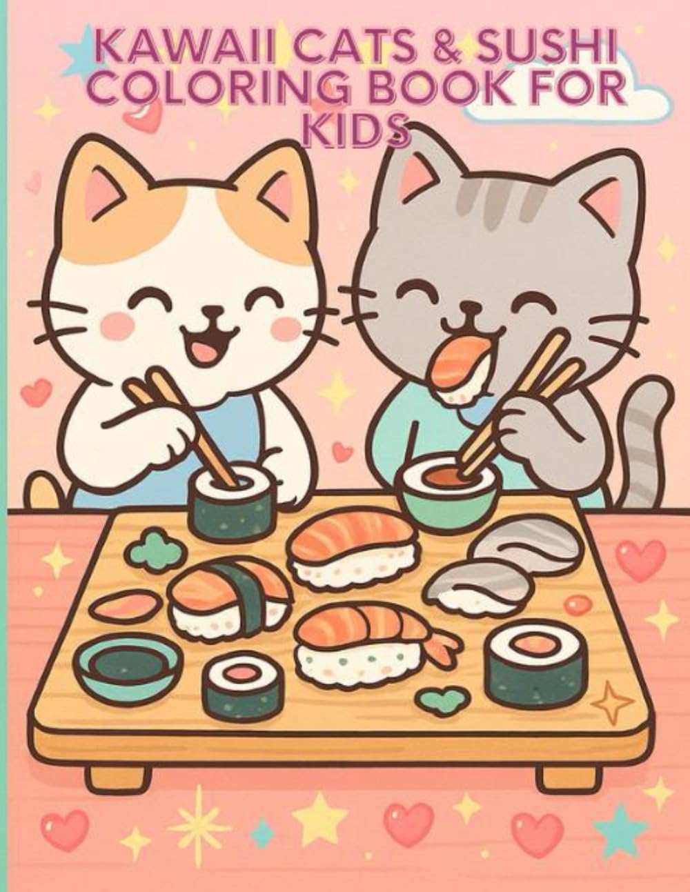 Kawaii Cats & Sushi Coloring Book for Kids: Fun and Easy Coloring Pages with Cute Sushi-Loving Cats