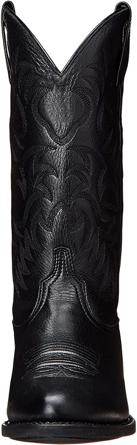 Folsky Men's Vintage Western Cowboy Boots Men's Leather Vintage Embroidered Boots Pointed Toe Medium Tube Platform Boots, black, 11.5 Men image 3